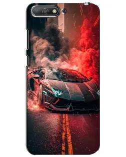 Чехол для Huawei Y6 2018 с картинкой «Lamborghini красный дым»