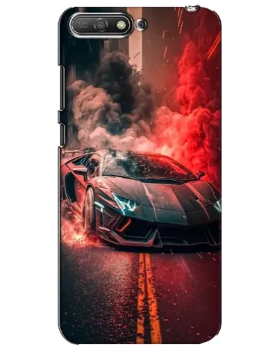 Чехол для Huawei Y6 2018 с картинкой «Lamborghini красный дым»