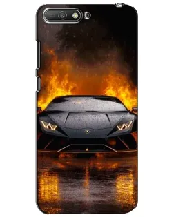 Чехол для Huawei Y6 2018 с картинкой «Lamborghini в огне»