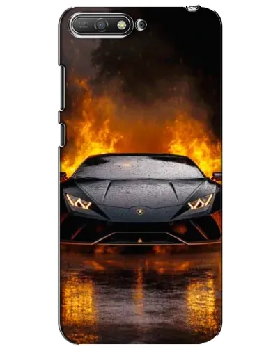 Чехол для Huawei Y6 2018 с картинкой «Lamborghini в огне»