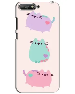 Чехол для Huawei Y6 2018 с картинкой «Pusheen трио»