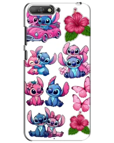 Чехол для Huawei Y6 2018 с картинкой «Стикеры Stitch и Angel»