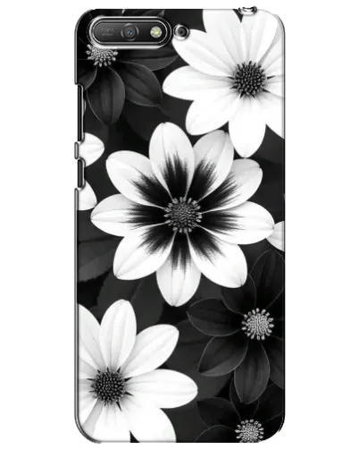 Чехол для Huawei Y6 2018 с картинкой «Монохромные астры»