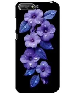 Чехол для Huawei Y6 2018 с картинкой «Фиолетовые цветы с росою»