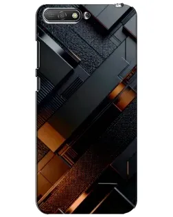 Чехол для Huawei Y6 2018 с картинкой «Черные геометрические блоки»