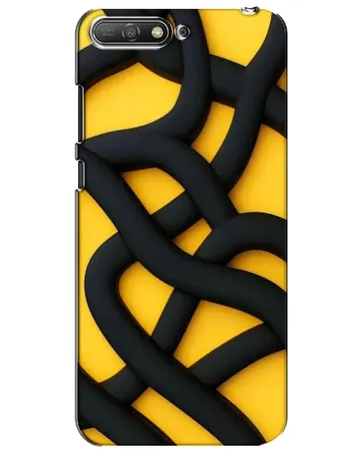 Чехол для Huawei Y6 2018 с картинкой «Черное желтое переплетение»