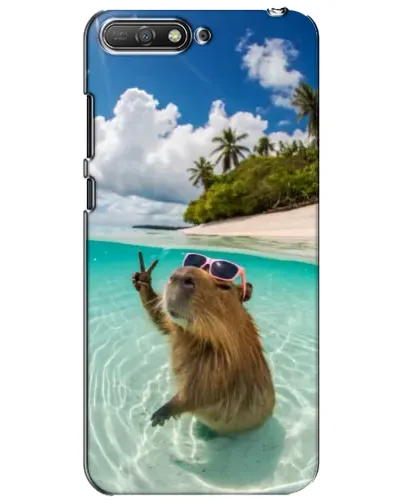 Чехол для Huawei Y6 2018 с картинкой «Капибара на море»