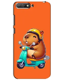 Чехол для Huawei Y6 2018 с картинкой «Капибара на скутере»