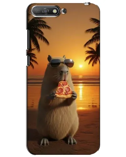 Чехол для Huawei Y6 2018 с картинкой «Капибара с пиццей»