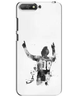 Чехол для Huawei Y6 2018 с картинкой «Черно-белый силуэт Месси»