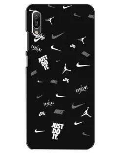 Чехол для Huawei Y6 2019 с картинкой «Nike Black Pattern»