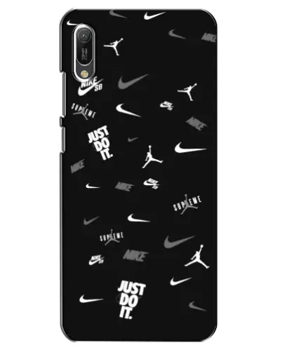 Чехол для Huawei Y6 2019 с картинкой «Nike Black Pattern» Чехол для Huawei Y6 2019 с картинкой «Nike Black Pattern»