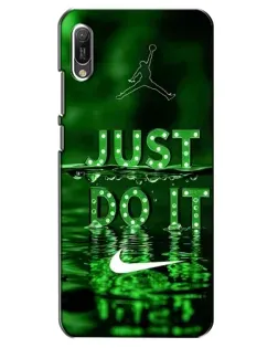 Чехол для Huawei Y6 2019 с картинкой «Зеленый неоновый Nike»