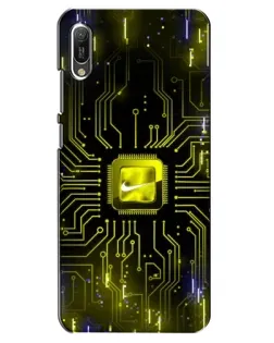 Чехол для Huawei Y6 2019 с картинкой «Nike — золотая искра»