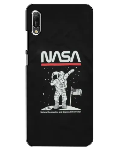 Чехол для Huawei Y6 2019 с картинкой «NASA — шагаем по Луне»
