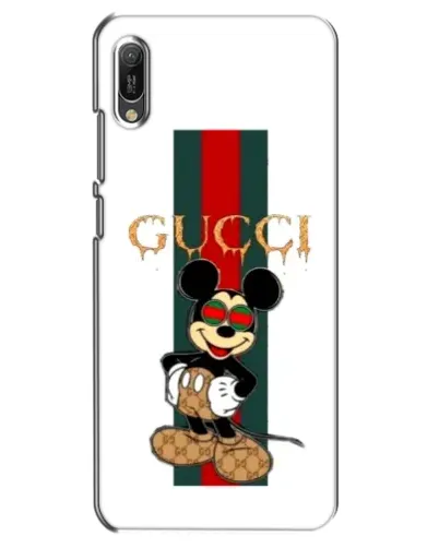 Чехол для Huawei Y6 2019 с картинкой «Микки Маус Gucci — полосы»