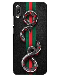 Чехол для Huawei Y6 2019 с картинкой «Gucci — змея на полосе»
