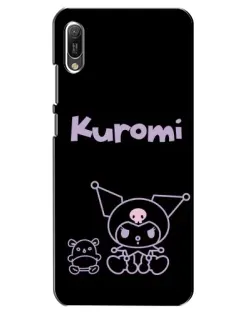 Чехол для Huawei Y6 2019 с картинкой «Kuromi — черный минимализм»