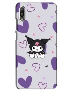 Чехол для Huawei Y6 2019 с картинкой «Kuromi и лавандовые сердца»