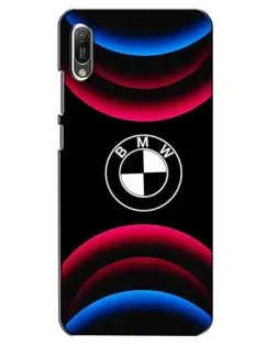Чехол для Huawei Y6 2019 с картинкой «Логотип BMW и неоновые дуги»