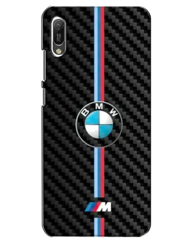 Чехол для Huawei Y6 2019 с картинкой «Эмблема BMW и карбон»