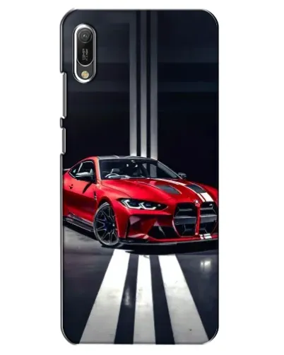 Чехол для Huawei Y6 2019 с картинкой «Красная BMW на дороге»
