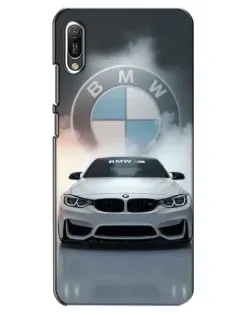 Чехол для Huawei Y6 2019 с картинкой «BMW в белом дыму»