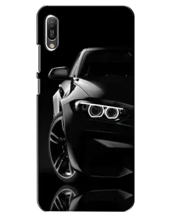 Чехол для Huawei Y6 2019 с картинкой «Черная BMW — профиль»