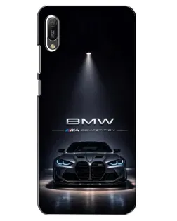 Чехол для Huawei Y6 2019 с картинкой «BMW сквозь ночной город»