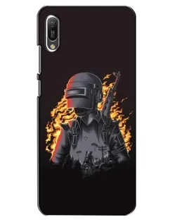 Чехол для Huawei Y6 2019 с картинкой «PUBG — огненный силуэт»