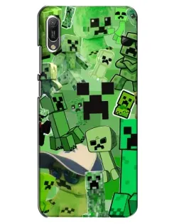 Чехол для Huawei Y6 2019 с картинкой «Криперы Minecraft»
