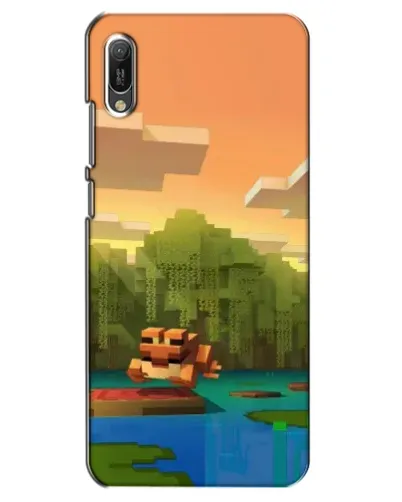 Чехол для Huawei Y6 2019 с картинкой «Майнкрафт закат солнца»
