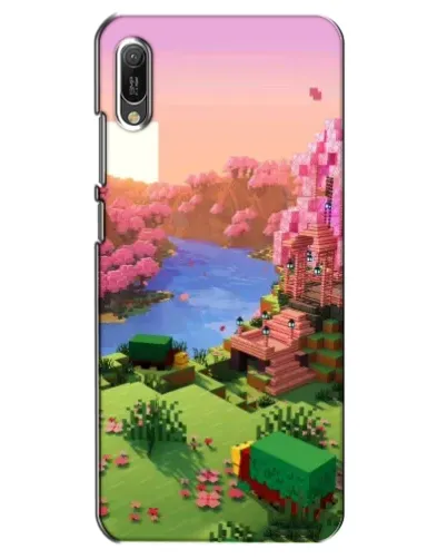 Чехол для Huawei Y6 2019 с картинкой «Розовое дерево Minecraft»
