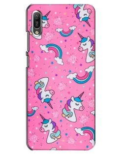 Чехол для Huawei Y6 2019 с картинкой «Unicorn паттерн розовый»