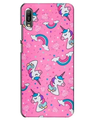 Чехол для Huawei Y6 2019 с картинкой «Unicorn паттерн розовый»