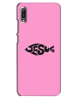 Чехол для Huawei Y6 2019 с картинкой «Розовый символ  Jesus»