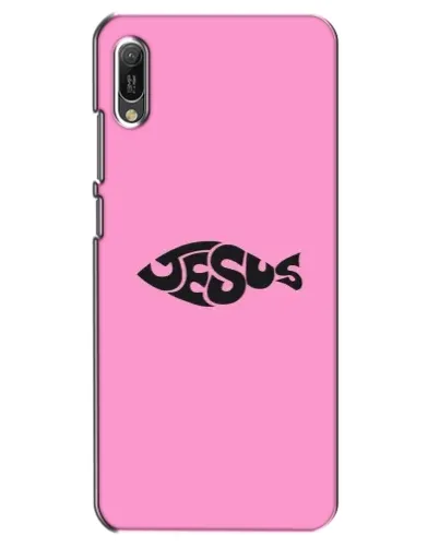 Чехол для Huawei Y6 2019 с картинкой «Розовый символ  Jesus»