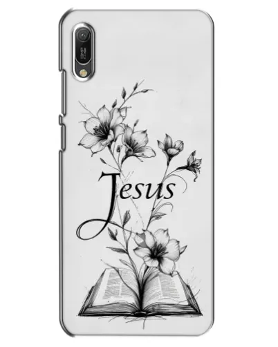 Чехол для Huawei Y6 2019 с картинкой «Цветы и Библия»