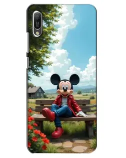 Чехол для Huawei Y6 2019 с картинкой «Микки на скамейке»