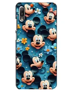 Чехол для Huawei Y6 2019 с картинкой «Паттерн Микки и Минни»