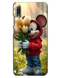 Чехол для Huawei Y6 2019 с картинкой «Микки с тюльпанами»