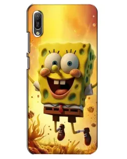 Чехол для Huawei Y6 2019 с картинкой «Губка Боб прыгает»