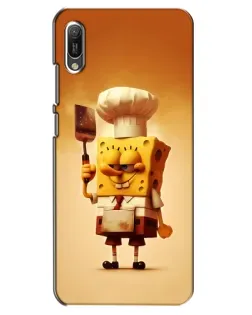 Чехол для Huawei Y6 2019 с картинкой «Губка Боб повар»