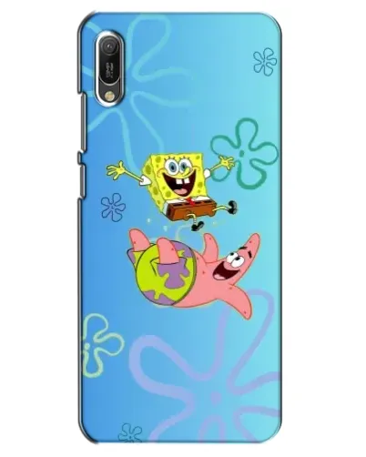 Чехол для Huawei Y6 2019 с картинкой «Спанч Боб и Патрик»