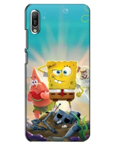 Чехол для Huawei Y6 2019 с картинкой «Спанч Боб победитель»