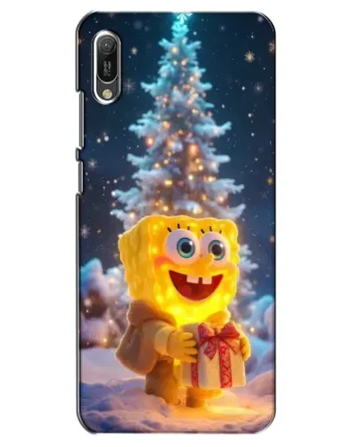 Чехол для Huawei Y6 2019 с картинкой «Рождественский Спанч Боб»
