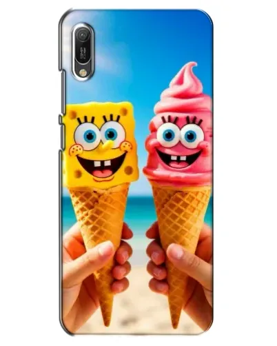 Чехол для Huawei Y6 2019 с картинкой «Спанч Боб мороженое»