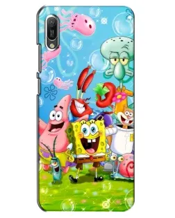 Чехол для Huawei Y6 2019 с картинкой «Губка Боб и друзья»