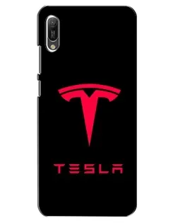 Чехол для Huawei Y6 2019 с картинкой «Tesla Red Logo»
