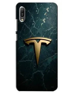 Чехол для Huawei Y6 2019 с картинкой «Мраморная Tesla Gold»